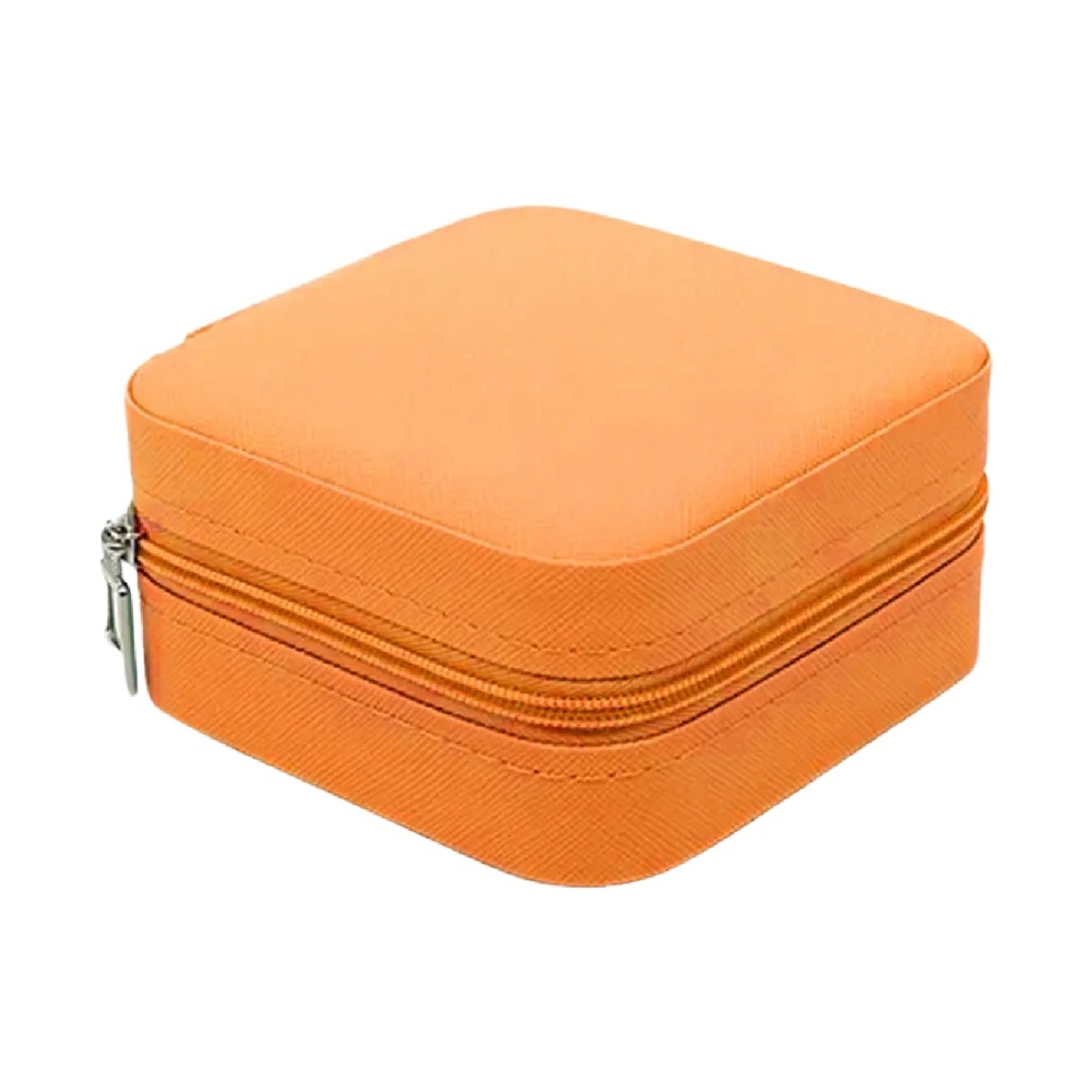 Orange Jewelry Box Portable Travel Case for Earrings Rings Necklaces NEW